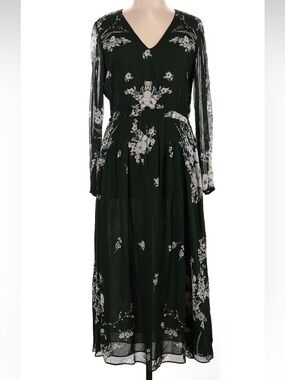 US Size 10 Massimo Dutti Long Green Floral Dress